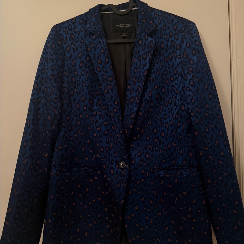 Banana Republic Blue Animal Print Blazer